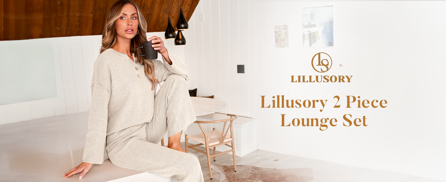 LILLUSORY Lounge Sets Womens Two 2 Piece Matching 2025 Fall